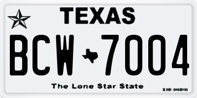 TX license plate BCW7004