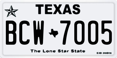 TX license plate BCW7005