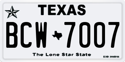 TX license plate BCW7007