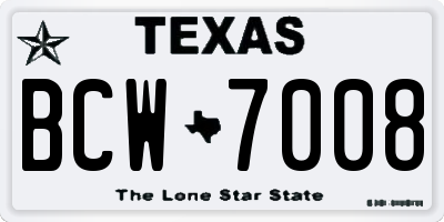 TX license plate BCW7008