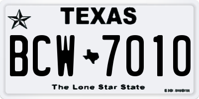 TX license plate BCW7010