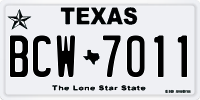 TX license plate BCW7011