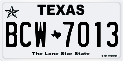 TX license plate BCW7013