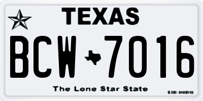 TX license plate BCW7016