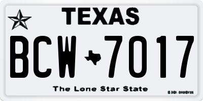 TX license plate BCW7017