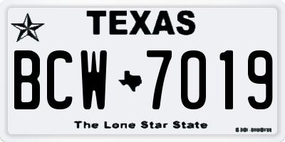 TX license plate BCW7019