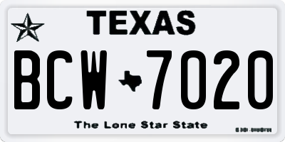 TX license plate BCW7020