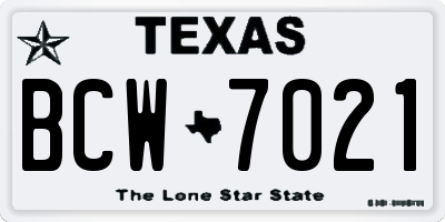 TX license plate BCW7021