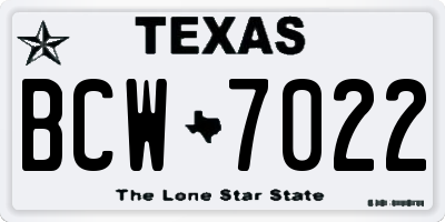 TX license plate BCW7022