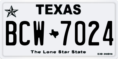 TX license plate BCW7024
