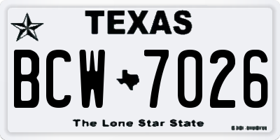 TX license plate BCW7026