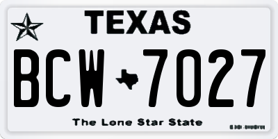 TX license plate BCW7027