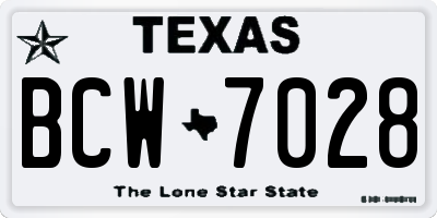 TX license plate BCW7028