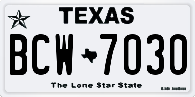 TX license plate BCW7030