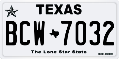 TX license plate BCW7032