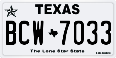 TX license plate BCW7033