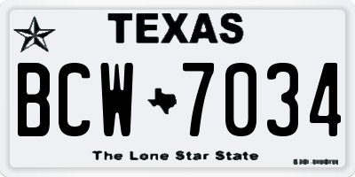 TX license plate BCW7034