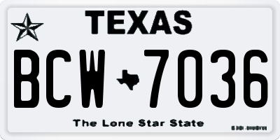 TX license plate BCW7036