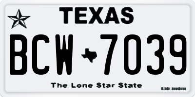 TX license plate BCW7039