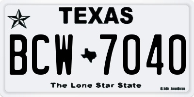 TX license plate BCW7040