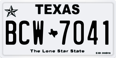 TX license plate BCW7041