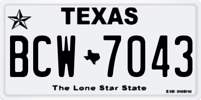 TX license plate BCW7043