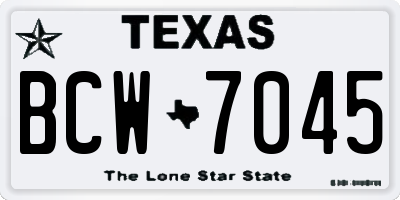 TX license plate BCW7045
