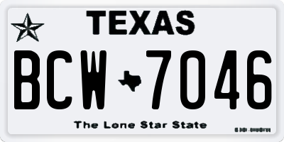TX license plate BCW7046