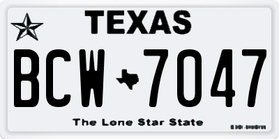 TX license plate BCW7047