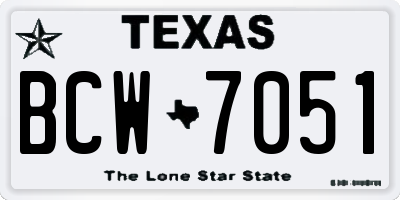 TX license plate BCW7051