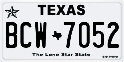 TX license plate BCW7052