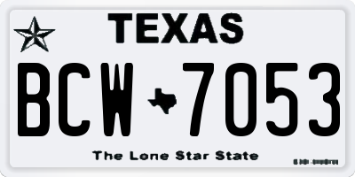 TX license plate BCW7053
