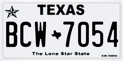 TX license plate BCW7054