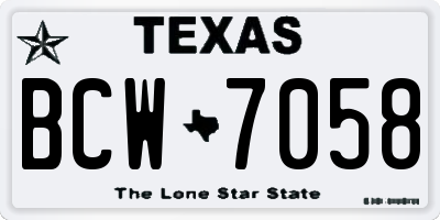 TX license plate BCW7058