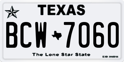 TX license plate BCW7060