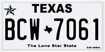 TX license plate BCW7061