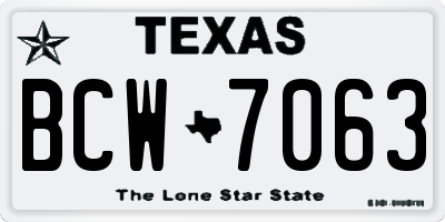 TX license plate BCW7063