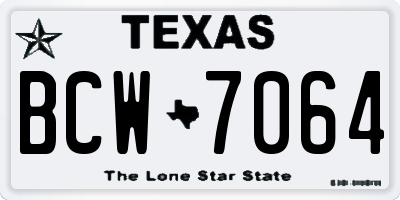 TX license plate BCW7064