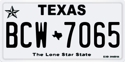TX license plate BCW7065