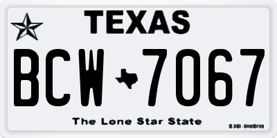 TX license plate BCW7067