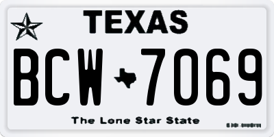 TX license plate BCW7069