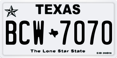TX license plate BCW7070