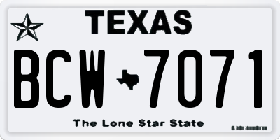 TX license plate BCW7071