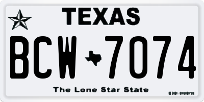 TX license plate BCW7074
