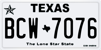 TX license plate BCW7076