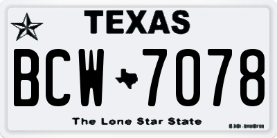 TX license plate BCW7078