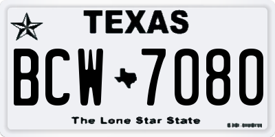 TX license plate BCW7080