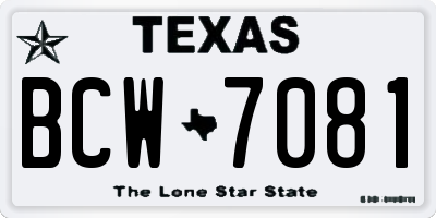 TX license plate BCW7081