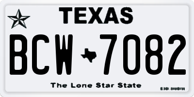 TX license plate BCW7082