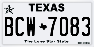 TX license plate BCW7083